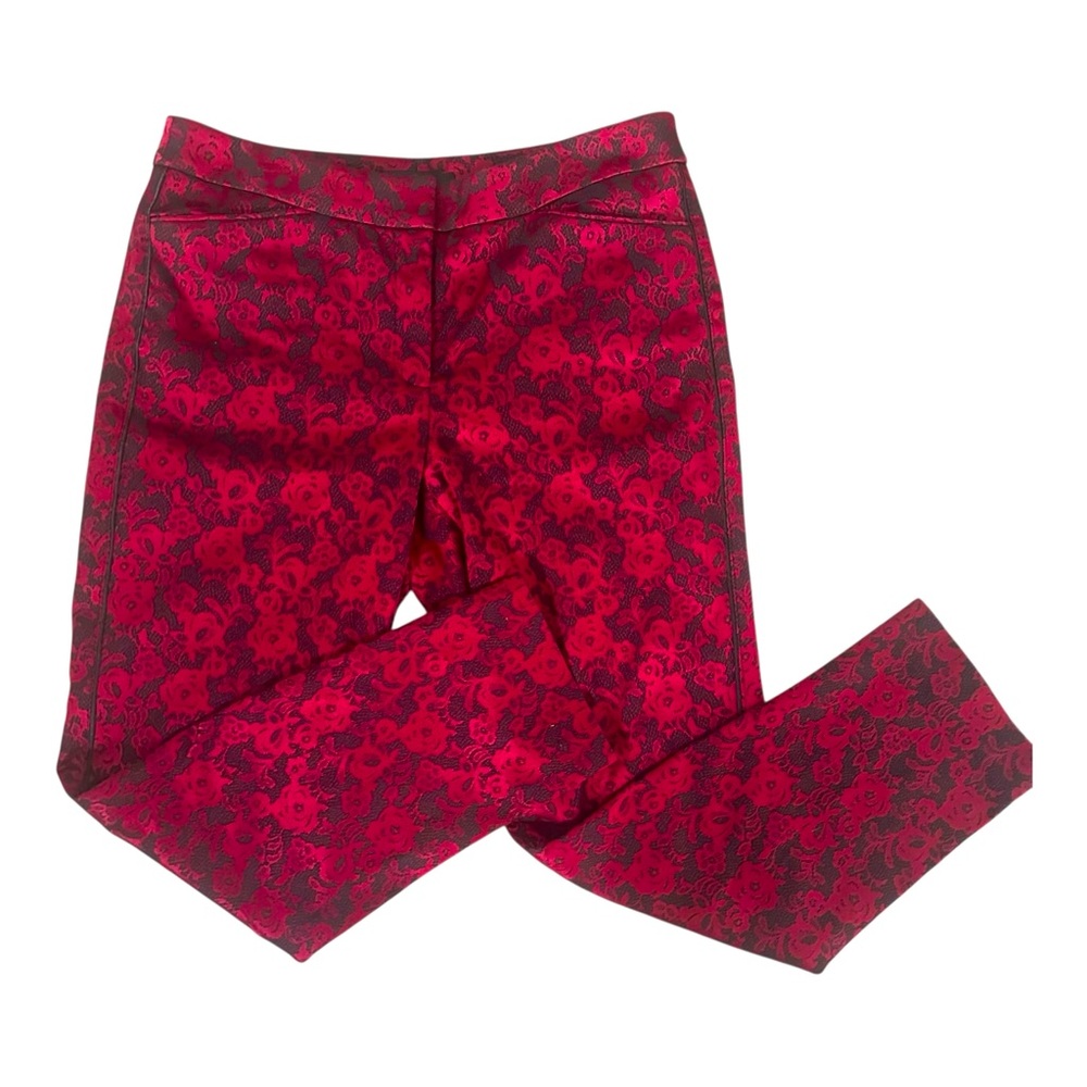 WHBM Red Black Brocade Pants | Witchy Glam Goth 8R